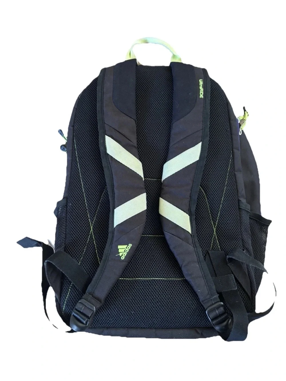 Adidas Black Purple Green Laptop Backpack Athletic School Bag - Picture 2 of 8